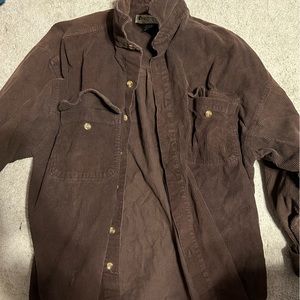 protest clothing brown corduroy button down